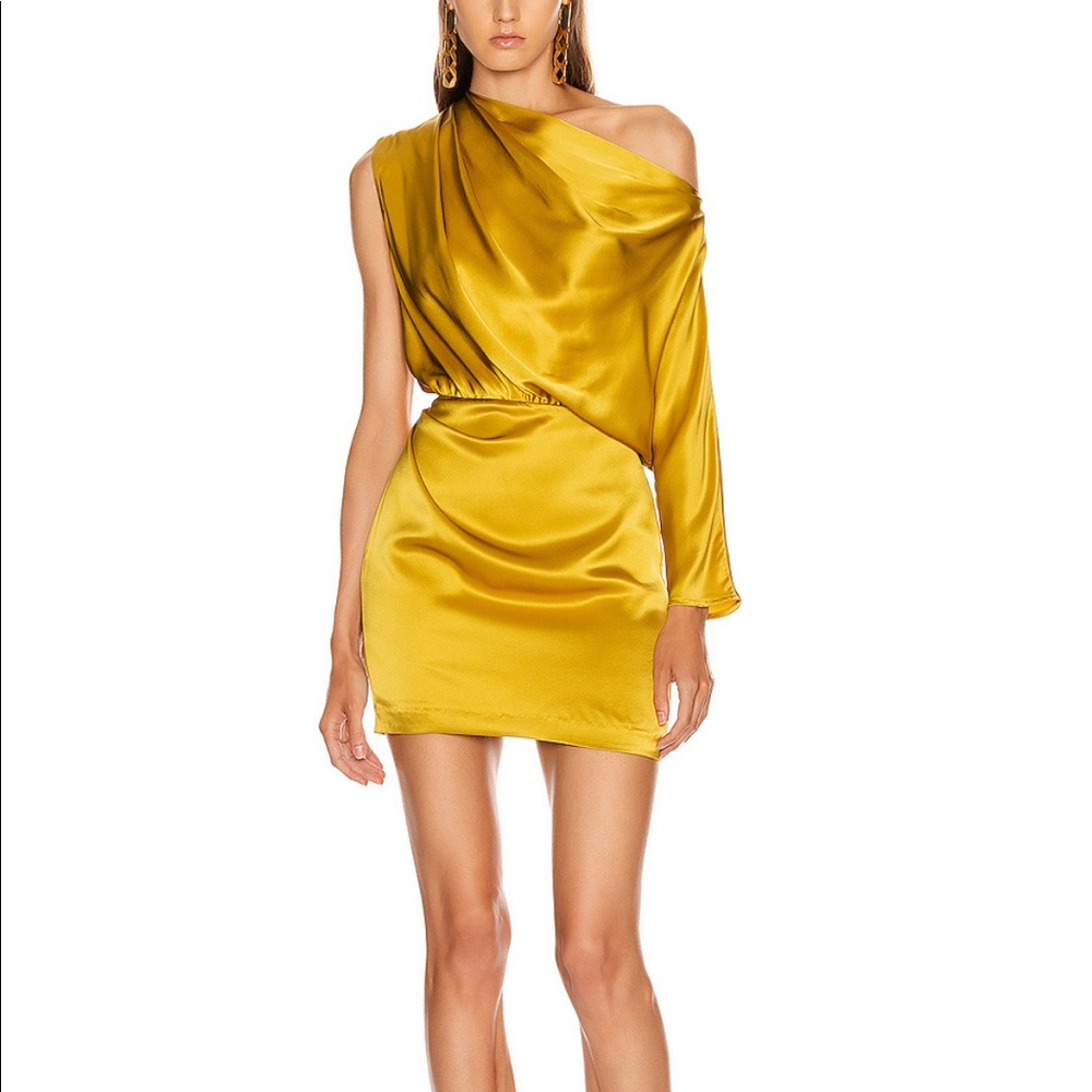 Michelle Mason One Sleeve Draped Mini Dress